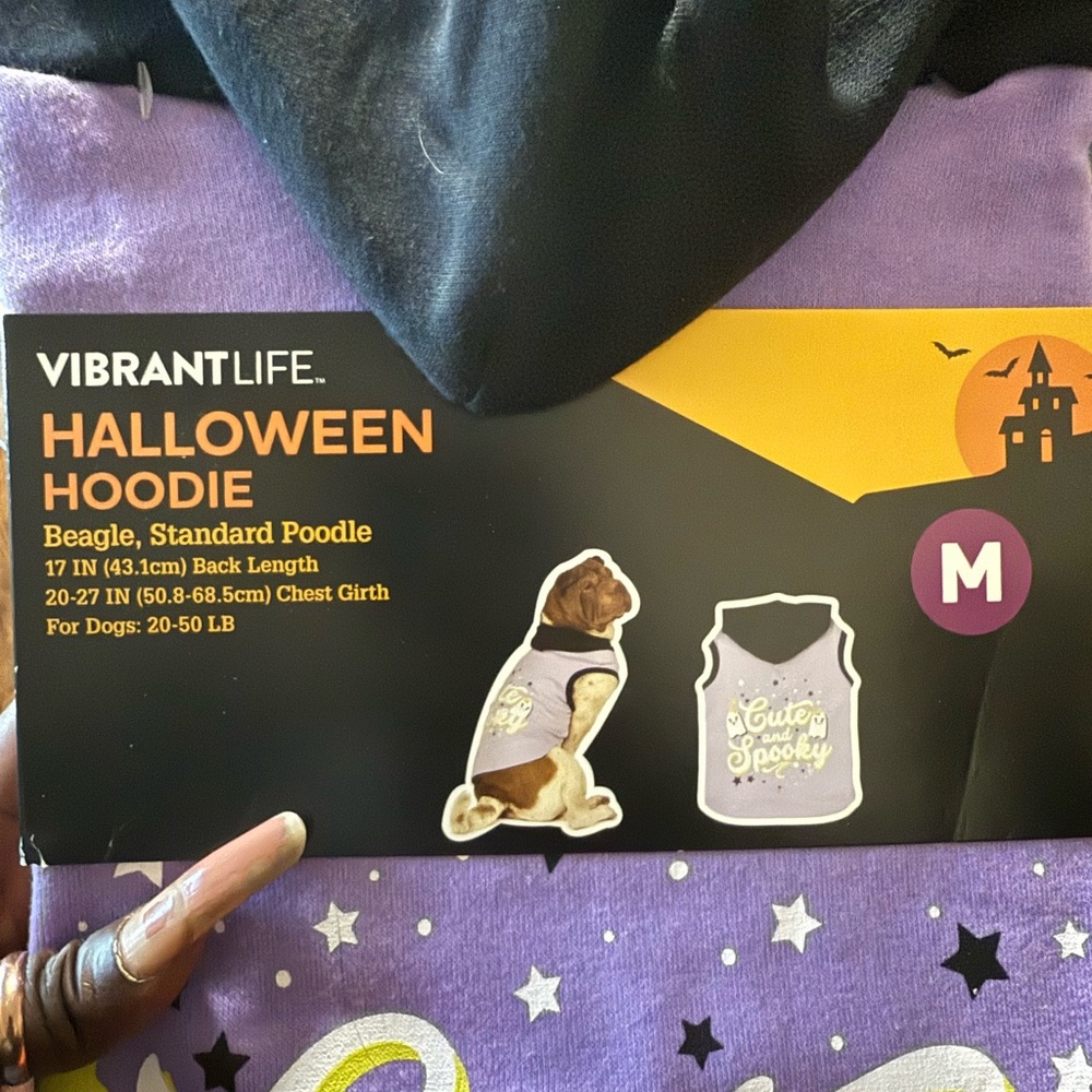 Get your doggie costume Vibrant Life Halloween Dog Hoodie - Purple and Black